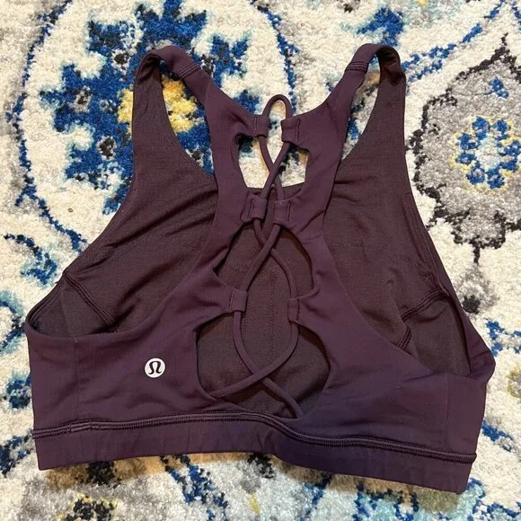 Lululemon Tied To It Bra Black Cherry Size 4 - Picture 4 of 5